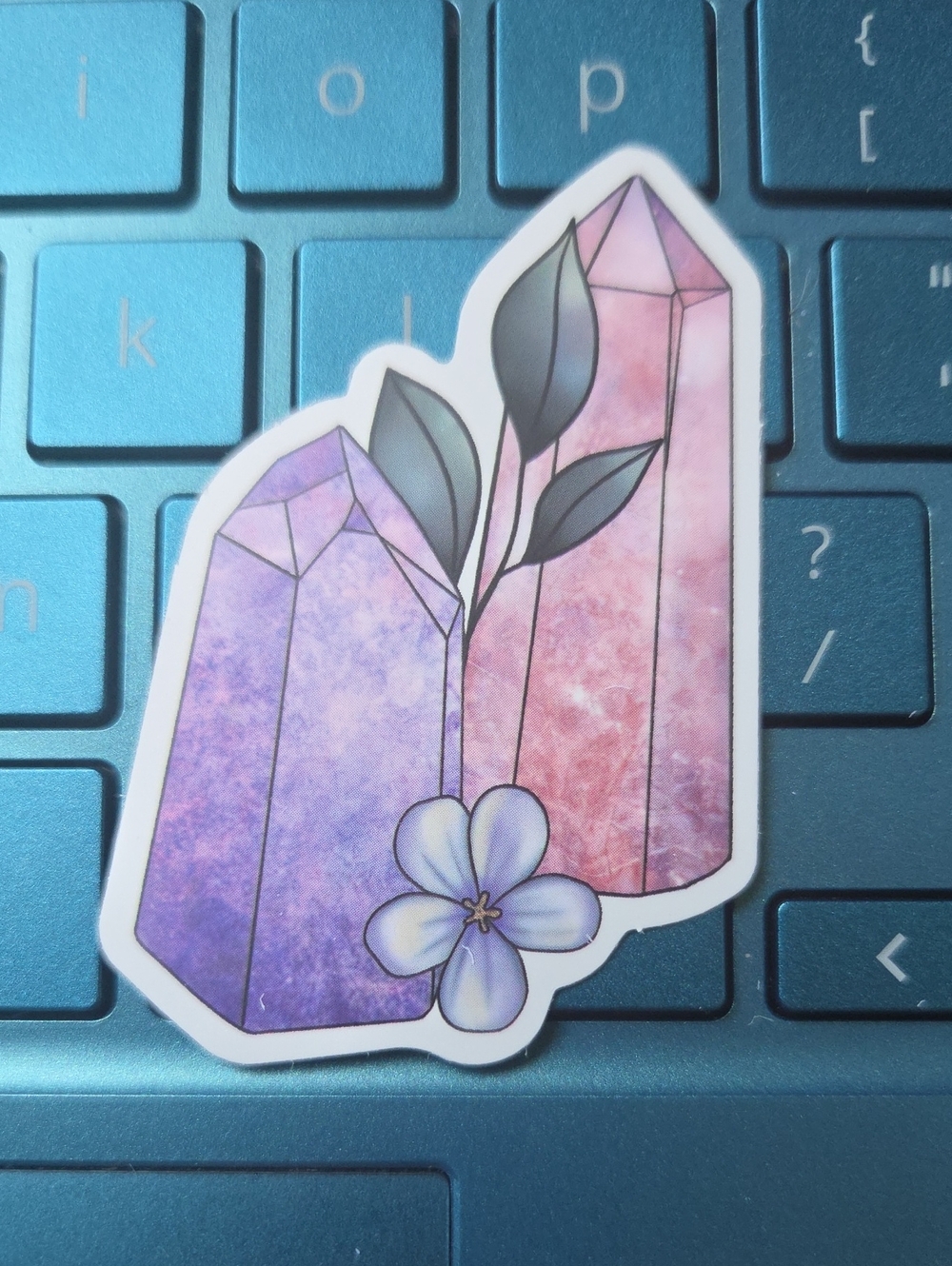 Crystal Floral Sticker - Purple and Pink Decorative Decal